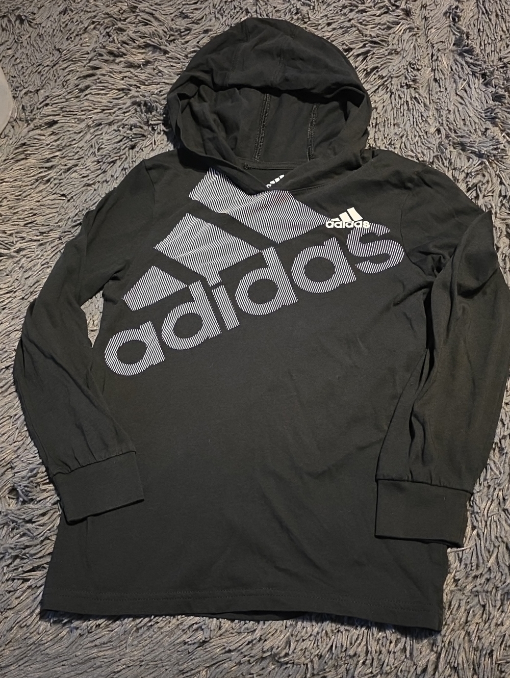 Adidas Black Hooded Long Sleeve Tee
